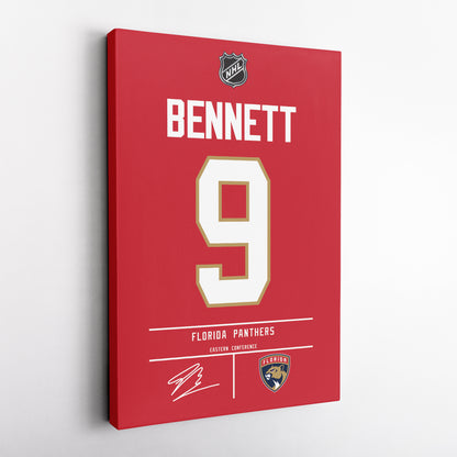 Sam Bennett Florida Panthers Jersey Canvas Wall Art