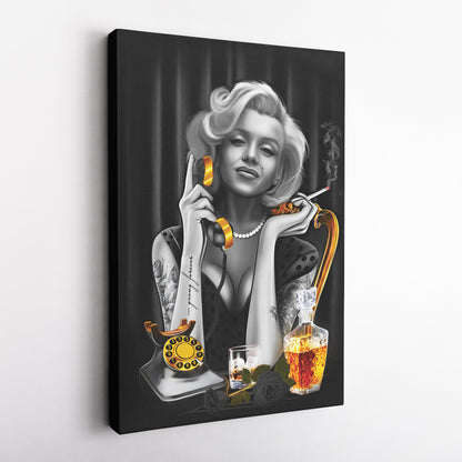 Marilyn Monroe on the Phone Canvas Print | Vintage Hollywood Wall Art