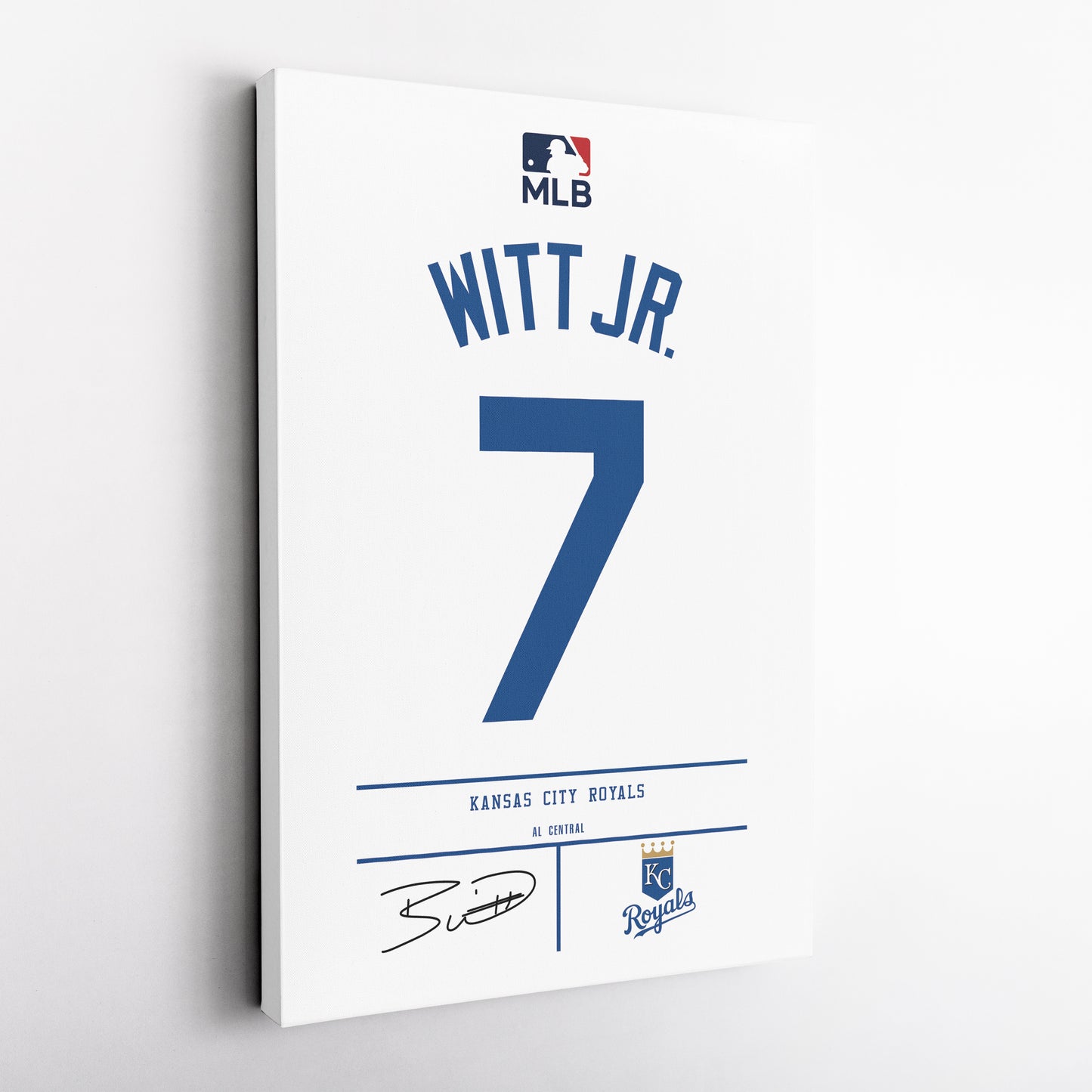 Bobby Witt Jr. Kansas City Royals Jersey Canvas Wall Art