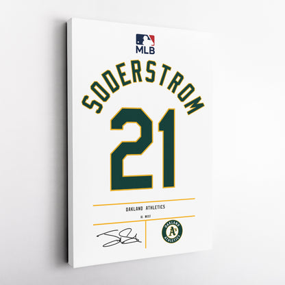 Tyler Soderstrom Oakland Athletics Jersey Canvas Wall Art