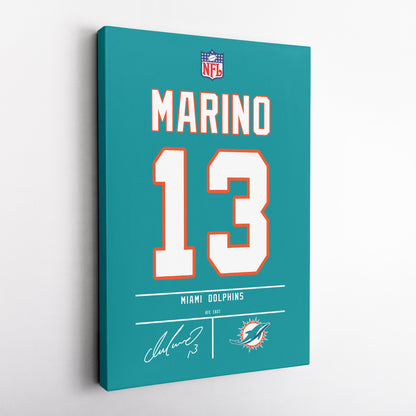 Dan Marino Dolphins Jersey Canvas Print | Wall Art Decor
