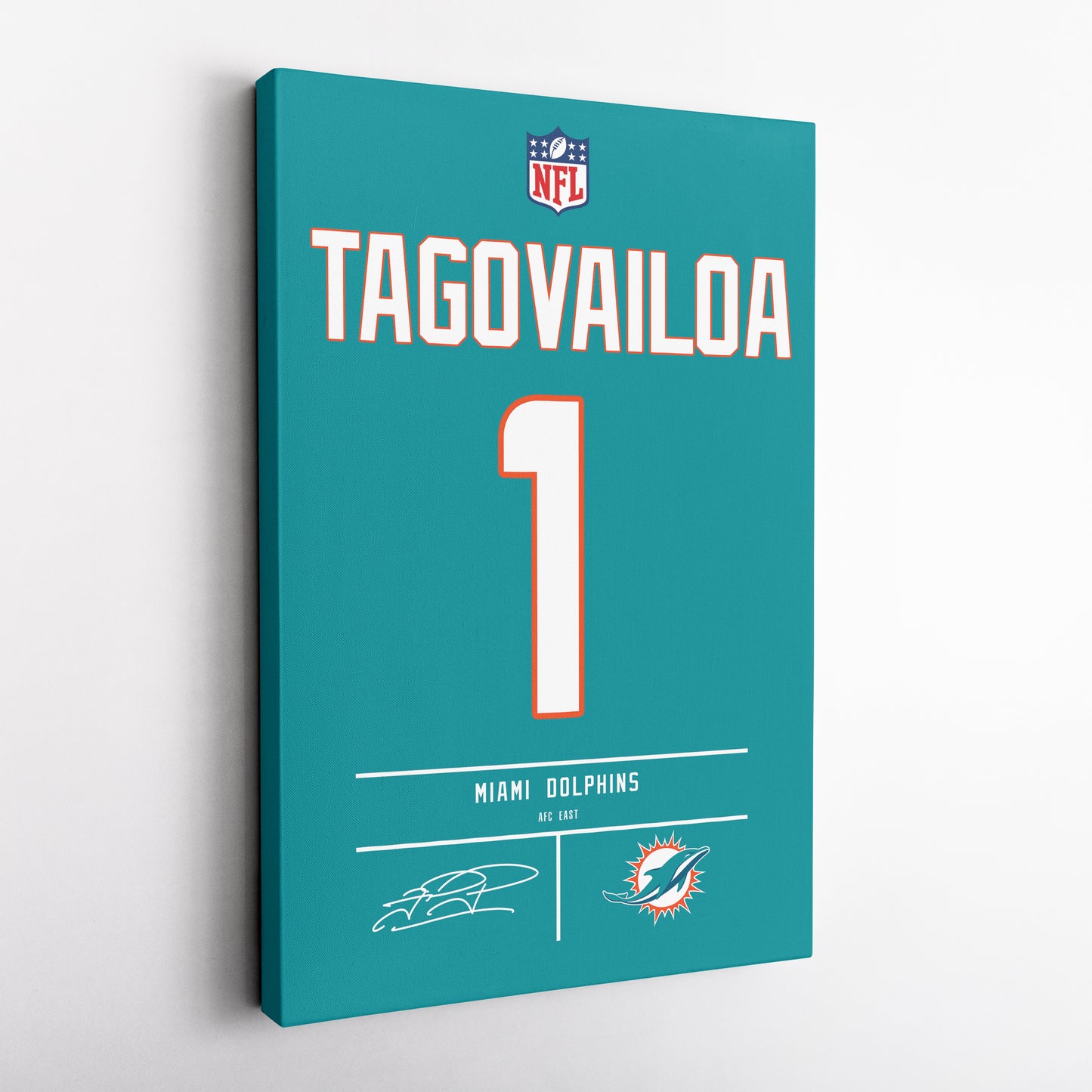 Tua Tagovailoa Dolphins Jersey Canvas Print | Wall Art Decor