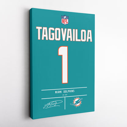 Tua Tagovailoa Dolphins Jersey Canvas Print | Wall Art Decor