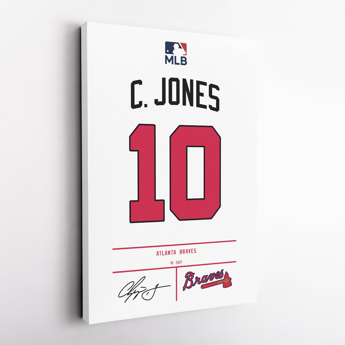 Chipper Jones Atlanta Braves Jersey Canvas Wall Art