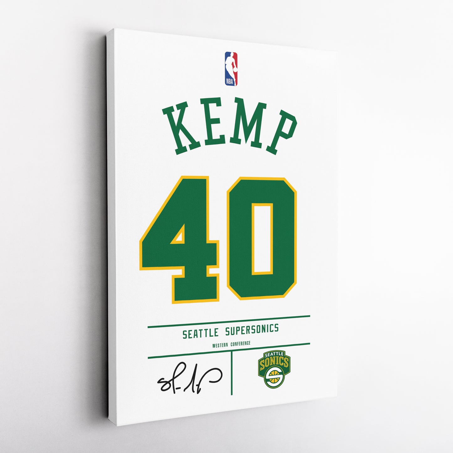 Shawn Kemp Seattle SuperSonics Jersey Canvas Wall Art