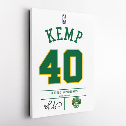 Shawn Kemp Seattle SuperSonics Jersey Canvas Wall Art