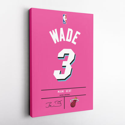 Dwyane Wade Pink Heat Jersey Canvas Print | Wall Art Decor