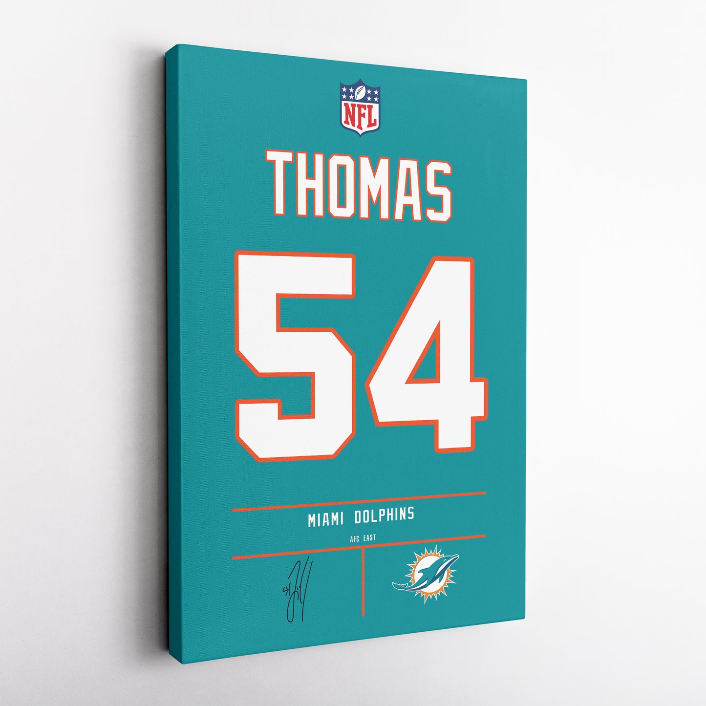Zach Thomas Dolphins Jersey Canvas Print | Wall Art Decor