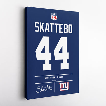 Cam Skattebo New York Giants Jersey Canvas Wall Art
