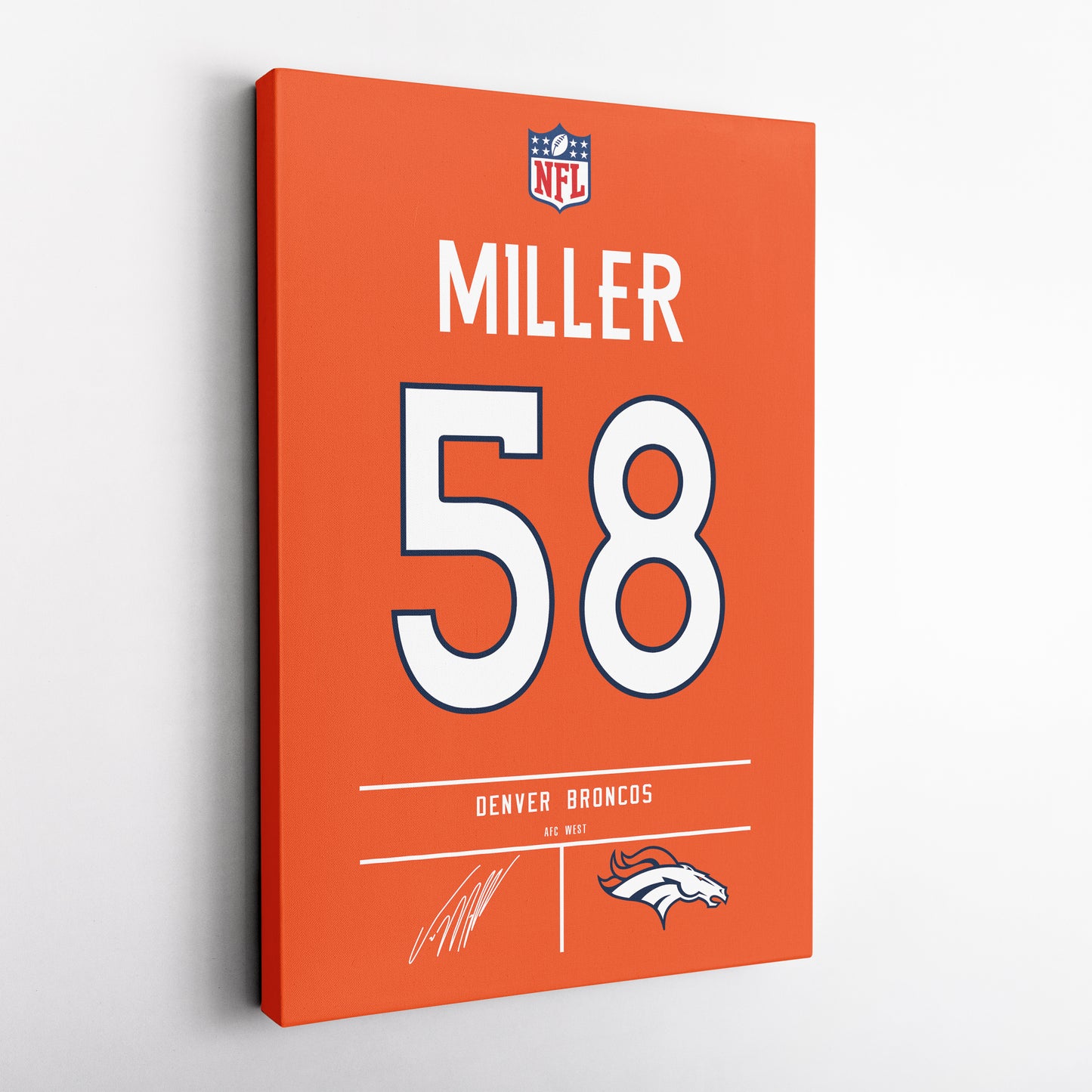 Von Miller Broncos Jersey Canvas Print | Wall Art Decor