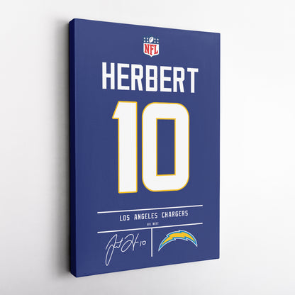 Justin Herbert Chargers Jersey Canvas Print | Wall Art Decor