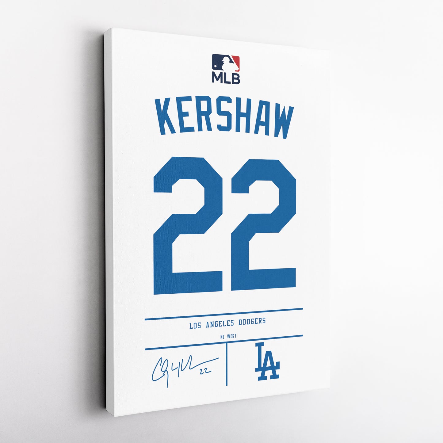 Clayton Kershaw Los Angeles Dodgers Jersey Canvas Wall Art