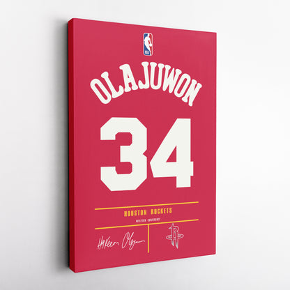 Hakeem Olajuwon Houston Rockets Jersey Canvas Wall Art