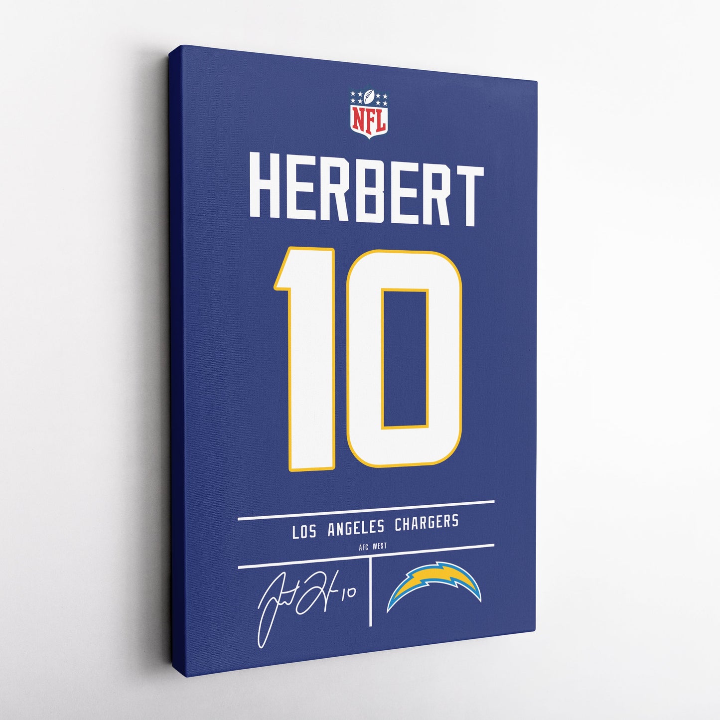 Justin Herbert Chargers Jersey Canvas Print | Wall Art Decor