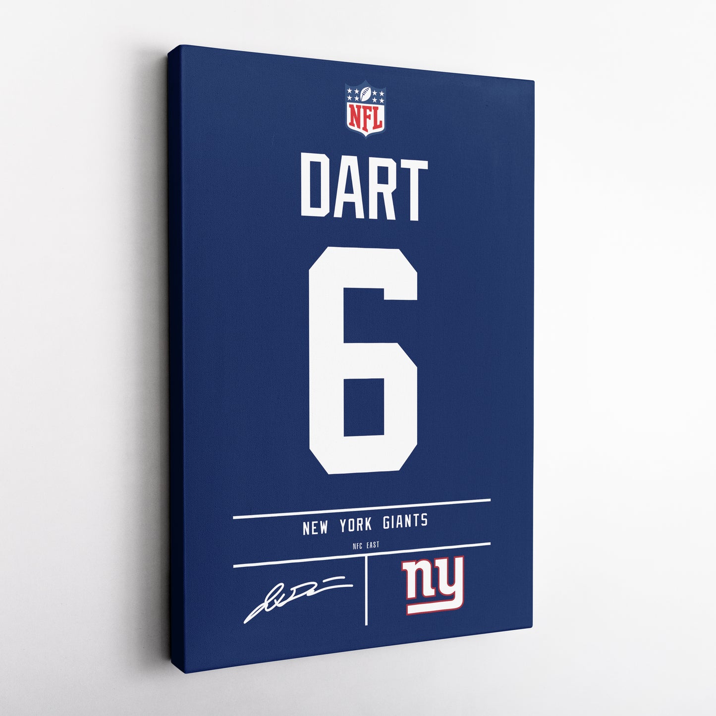 Jaxson Dart New York Giants Jersey Canvas Wall Art