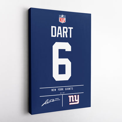Jaxson Dart New York Giants Jersey Canvas Wall Art