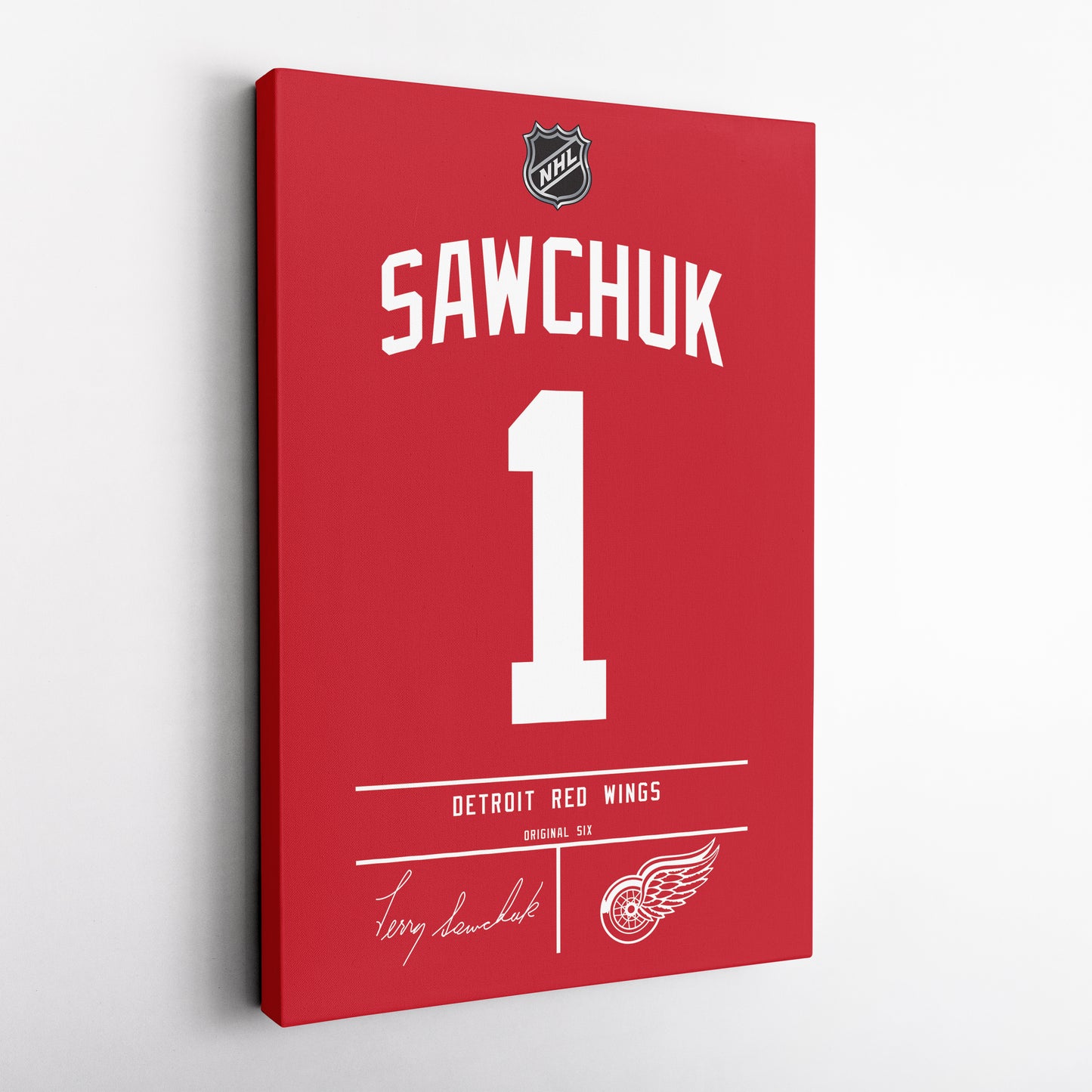 Terry Sawchuk Red Wings Jersey Canvas Print | Wall Art Decor