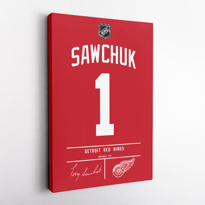 Terry Sawchuk Red Wings Jersey Canvas Print | Wall Art Decor