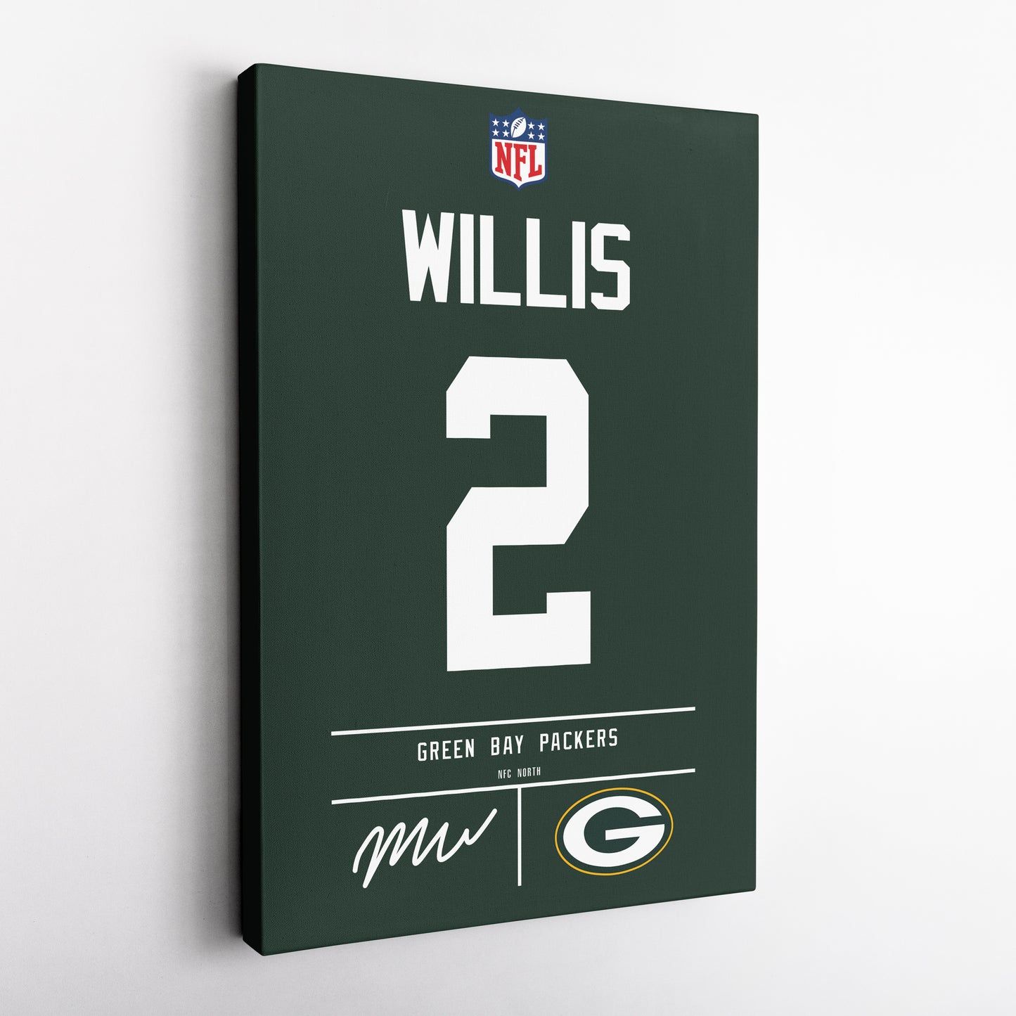 Malik Willis Green Bay Packers Jersey Canvas Wall Art