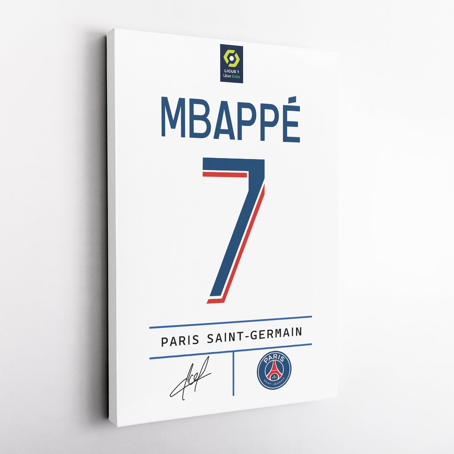 Kylian Mbappé PSG Jersey Canvas Print | Soccer Wall Art Decor
