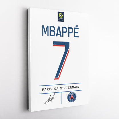 Kylian Mbappé PSG Jersey Canvas Print | Soccer Wall Art Decor