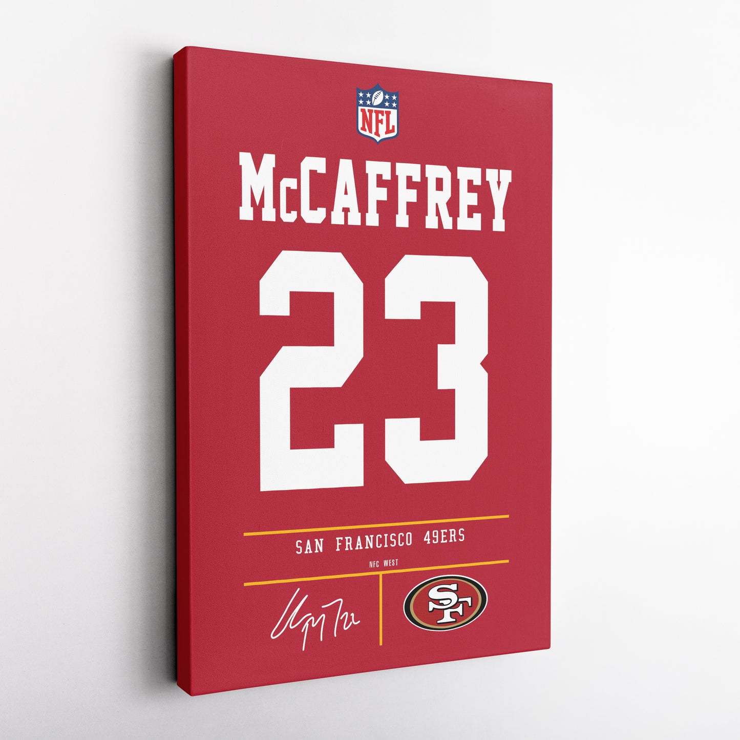 Christian McCaffrey San Francisco 49ers Jersey Canvas Wall Art