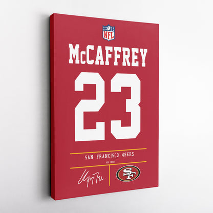 Christian McCaffrey San Francisco 49ers Jersey Canvas Wall Art