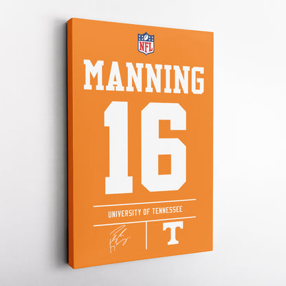 Peyton Manning University of Tennessee Jersey Canvas Wall Art