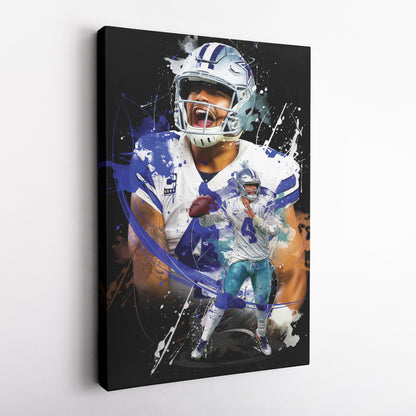 Dak Prescott Cowboys Canvas Print | Dallas Football Wall Art