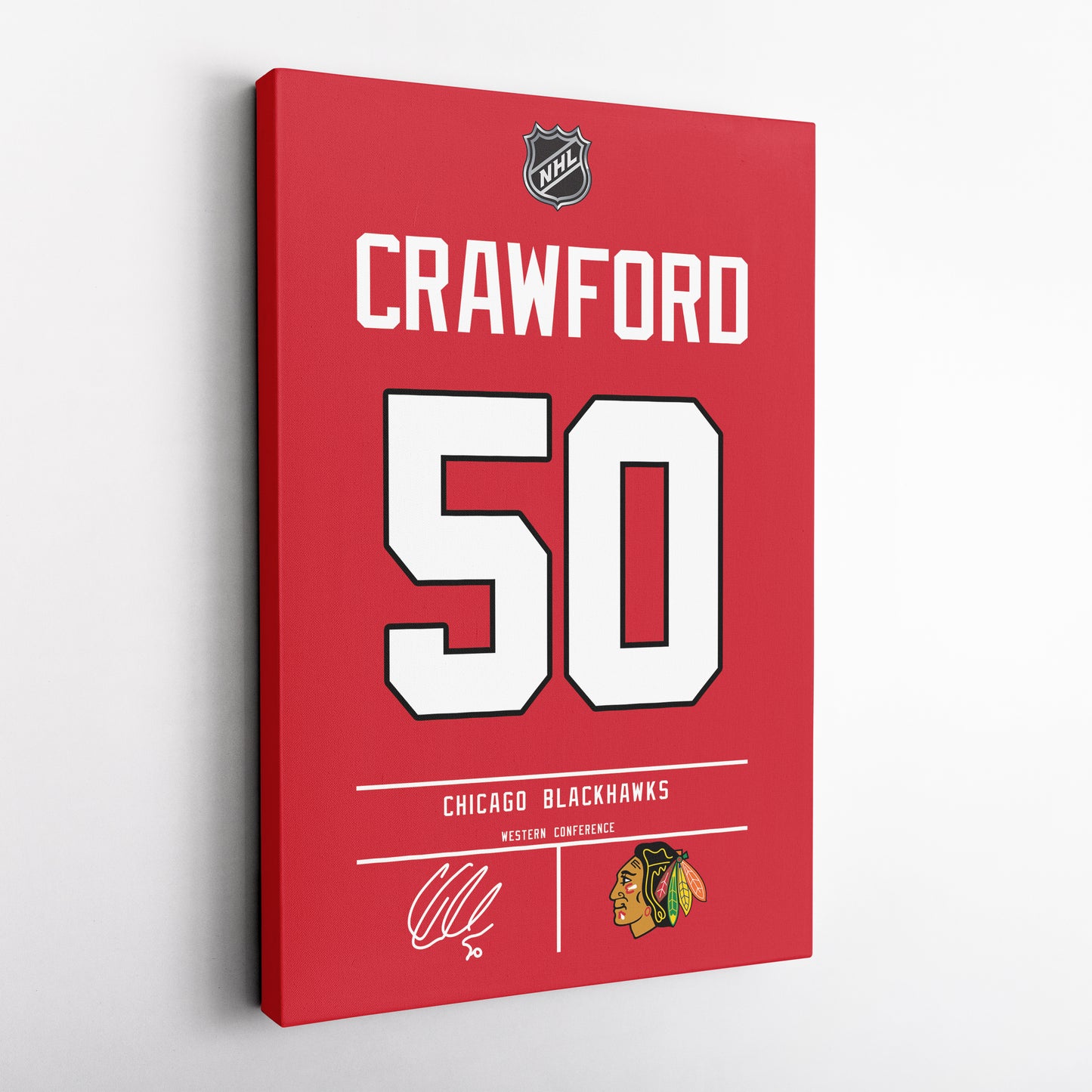 Corey Crawford Blackhawks Jersey Canvas Print | Wall Art Decor