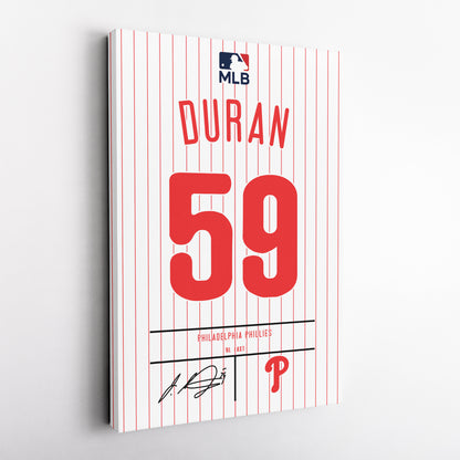 Jhoan Duran Philadelphia Phillies Jersey Canvas Wall Art