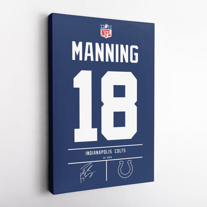 Peyton Manning Colts Jersey Canvas Print | Wall Art Decor