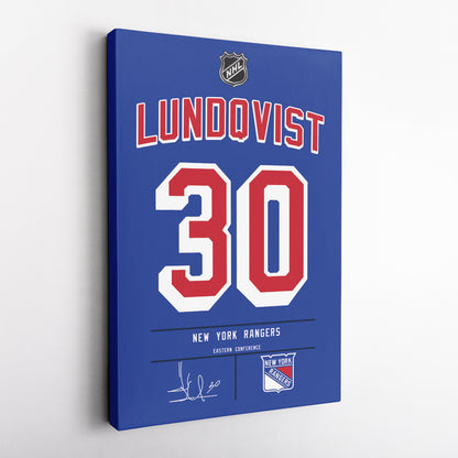 Henrik Lundqvist Rangers Jersey Canvas Print | Wall Art Decor