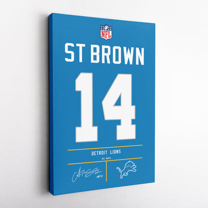 Amon-Ra St. Brown Lions Jersey Canvas Print | Wall Art Decor