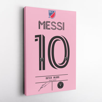 Lionel Messi Inter Miami Jersey Canvas Print | Soccer Wall Art Decor
