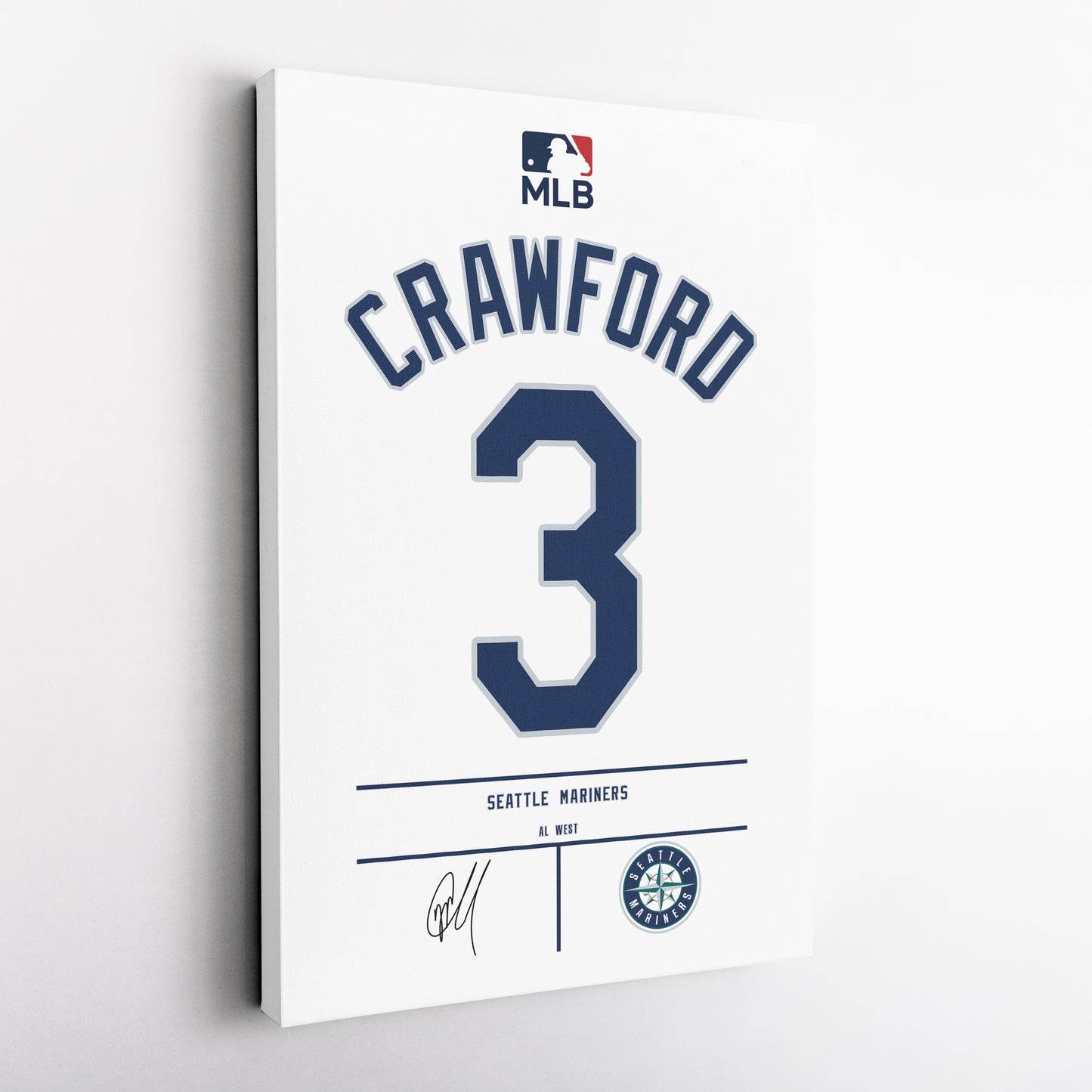 JP Crawford Seattle Mariners Jersey Canvas Wall Art