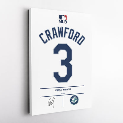 JP Crawford Seattle Mariners Jersey Canvas Wall Art