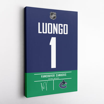 Roberto Luongo Canucks Jersey Canvas Print | Wall Art Decor