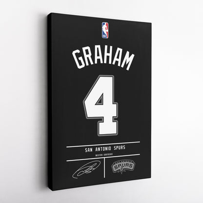 Devonte' Graham Spurs Jersey Canvas Print | Wall Art Decor