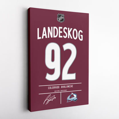 Gabriel Landeskog Colorado Avalanche Jersey Canvas Wall Art