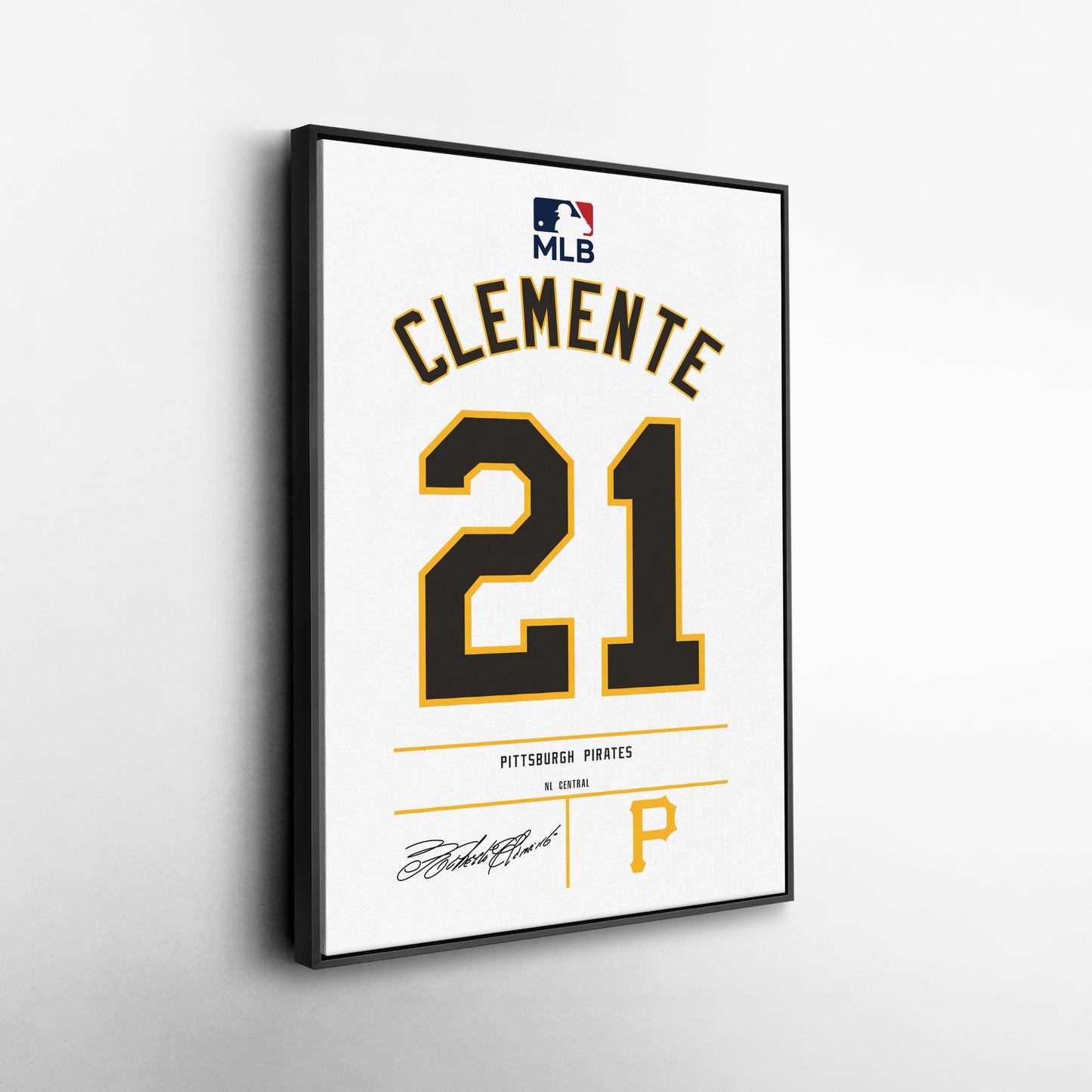 Roberto Clemente Pittsburgh Pirates Jersey Canvas Wall Art