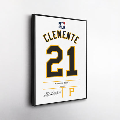 Roberto Clemente Pittsburgh Pirates Jersey Canvas Wall Art