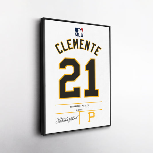 Roberto Clemente Pittsburgh Pirates Jersey Canvas Wall Art