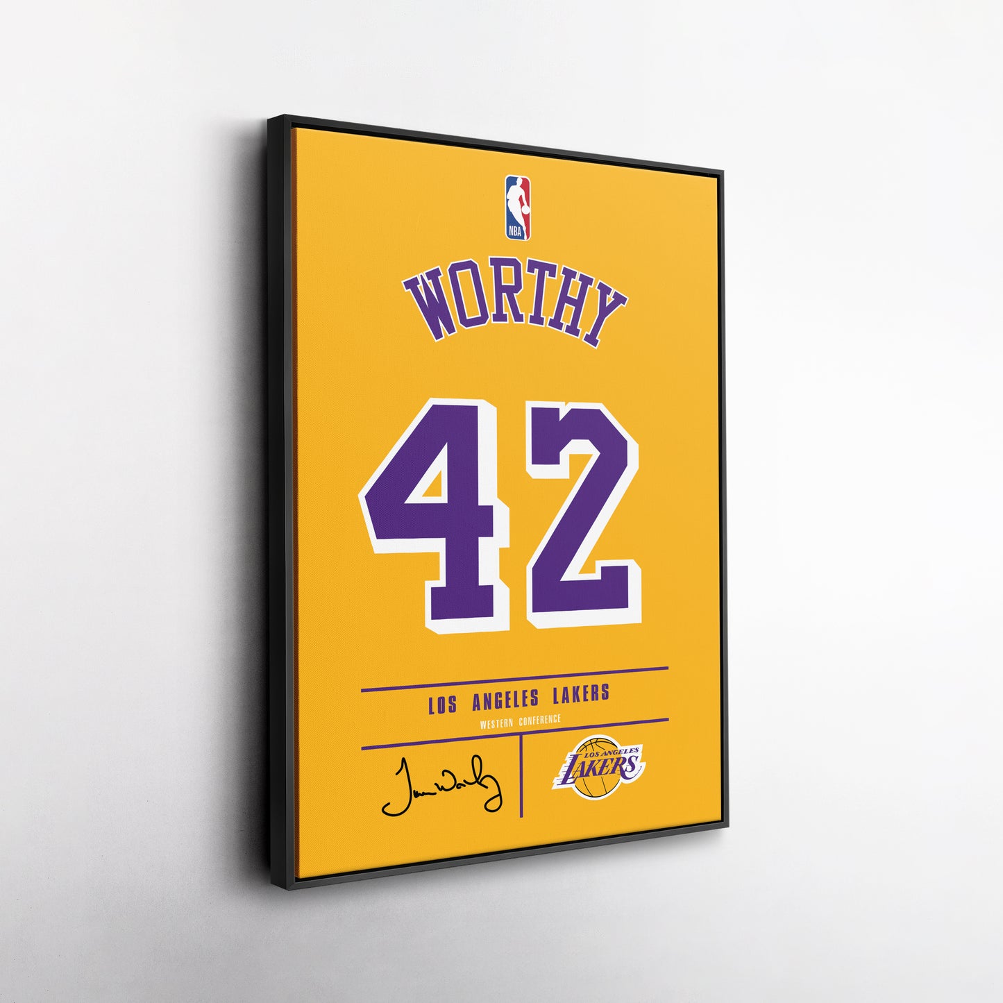James Worthy Los Angeles Lakers Jersey Canvas Wall Art