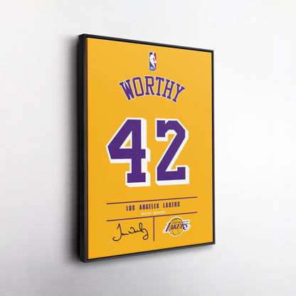 James Worthy Los Angeles Lakers Jersey Canvas Wall Art