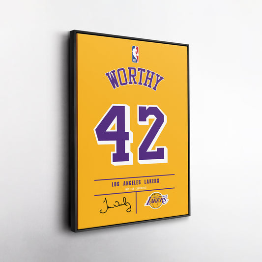 James Worthy Los Angeles Lakers Jersey Canvas Wall Art
