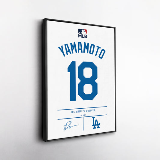 Yoshinobu Yamamoto Dodgers Jersey Canvas Print | Wall Art Decor
