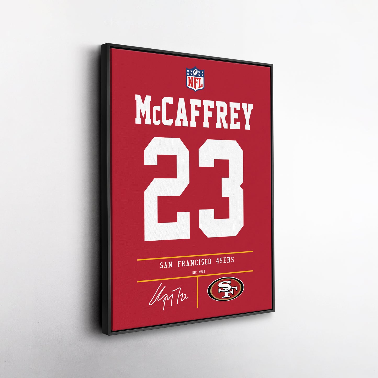 Christian McCaffrey San Francisco 49ers Jersey Canvas Wall Art