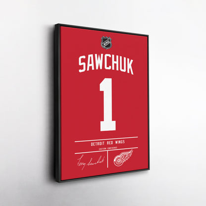 Terry Sawchuk Red Wings Jersey Canvas Print | Wall Art Decor