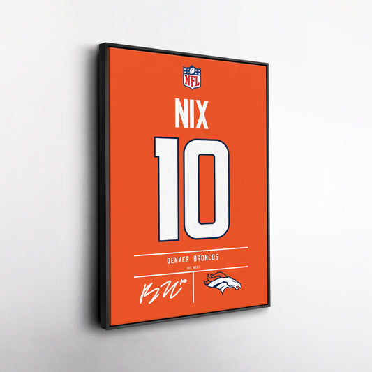 Bo Nix Denver Broncos Jersey Canvas Wall Art
